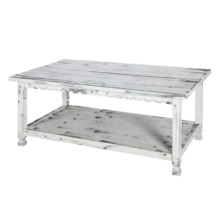 ALATERRE FURNITURE Country Cottage 42"L Coffee Table, White Antique Finish ACCA11WA